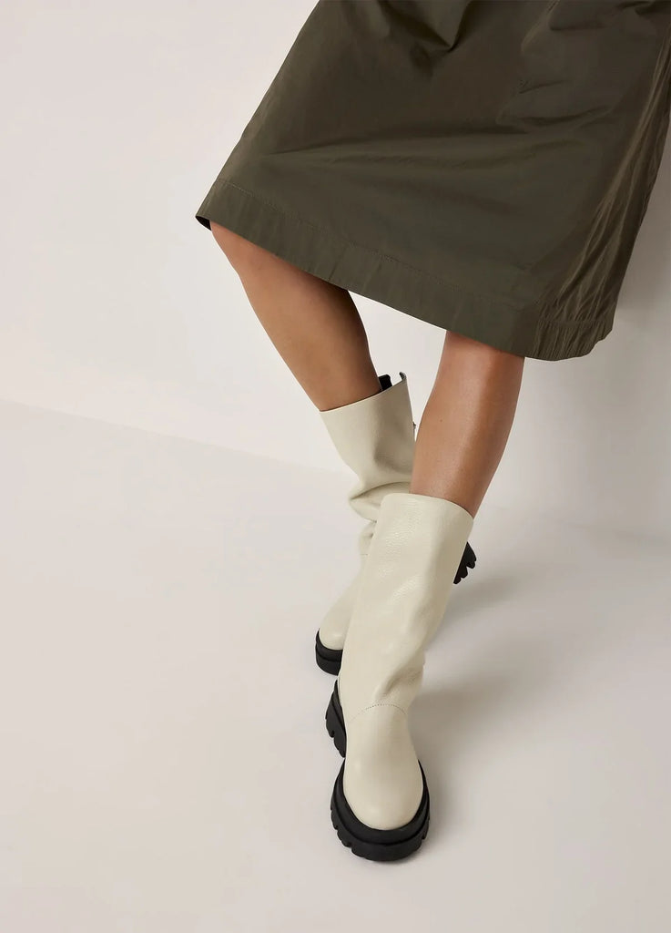 Angled Ankle Boot in Ivory