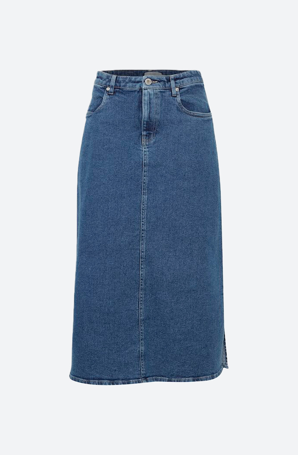 Coletta Denim Midi Skirt in Medium Blue