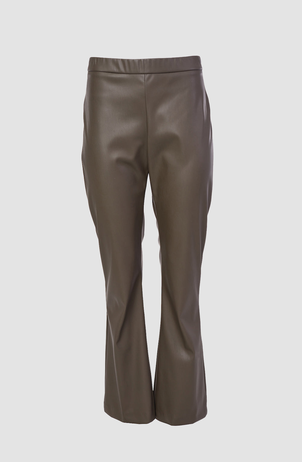 Leatherette Flare Trouser in Khaki