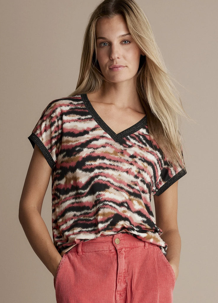 Jersey Print Top in Red