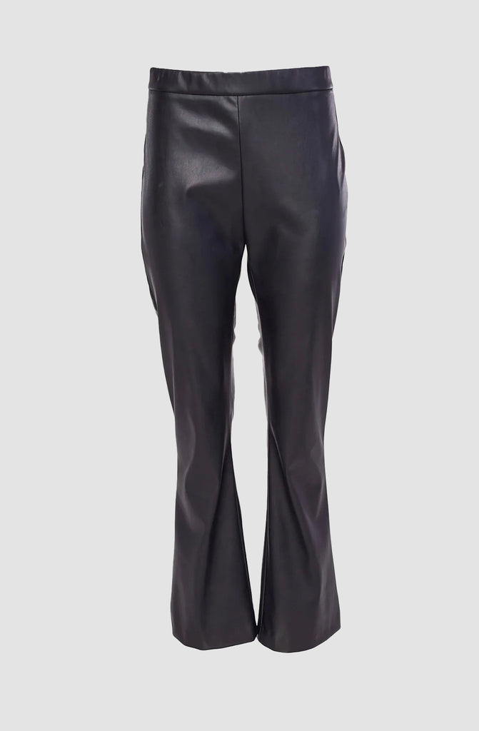 Leatherette Flare Trouser in Black