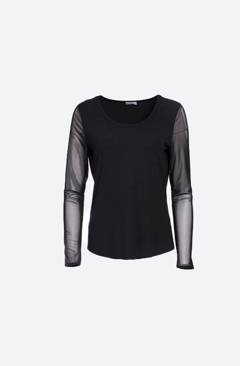 Top with Mesh Sleeve in Black