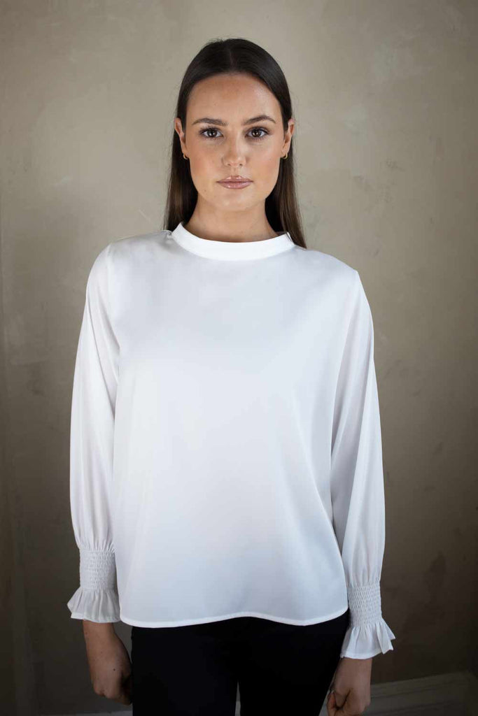 Colette High Neck Blouse in Ivory