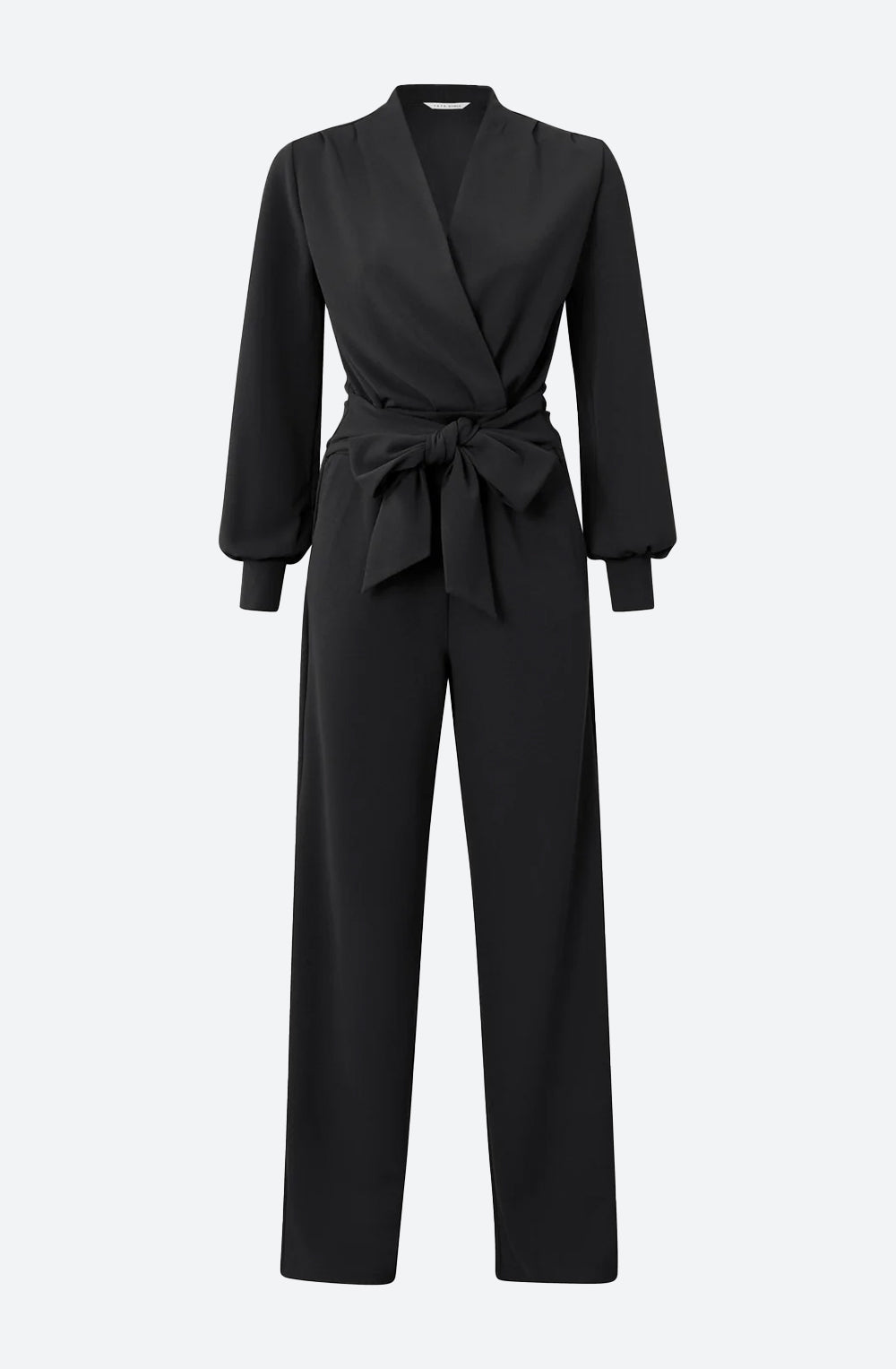 Jersey Jumpsuit with V-Neck in Black