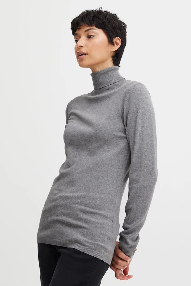 Knitted Pullover in Grey Melange