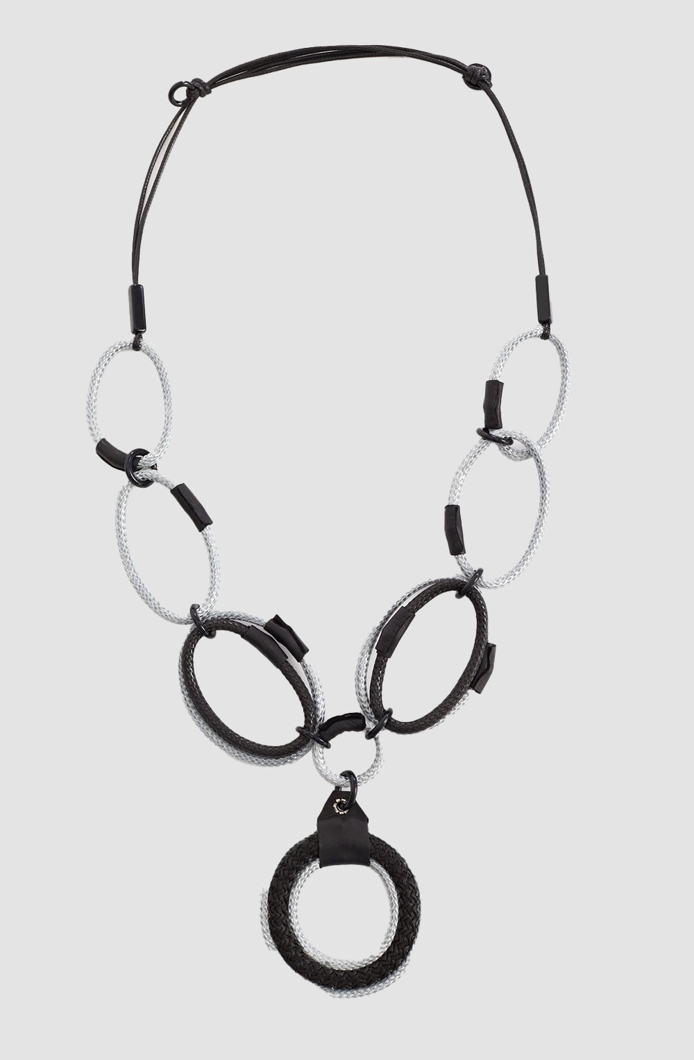 Braid Large Loop Necklace in Black Silver