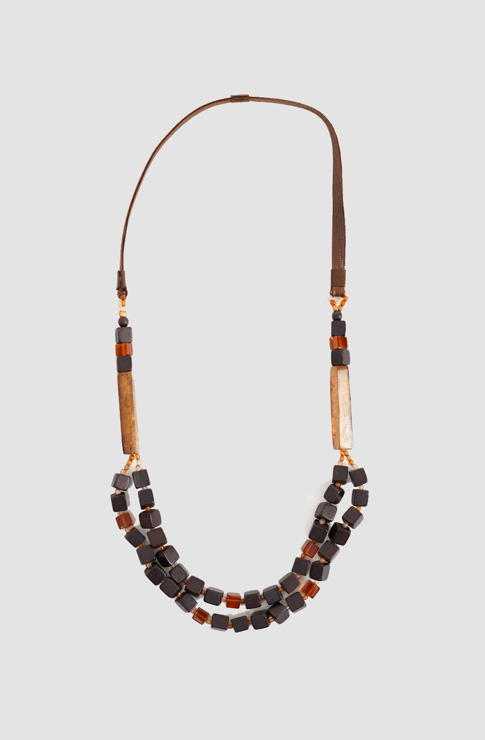 Cube Bead Necklace in Brown Tones