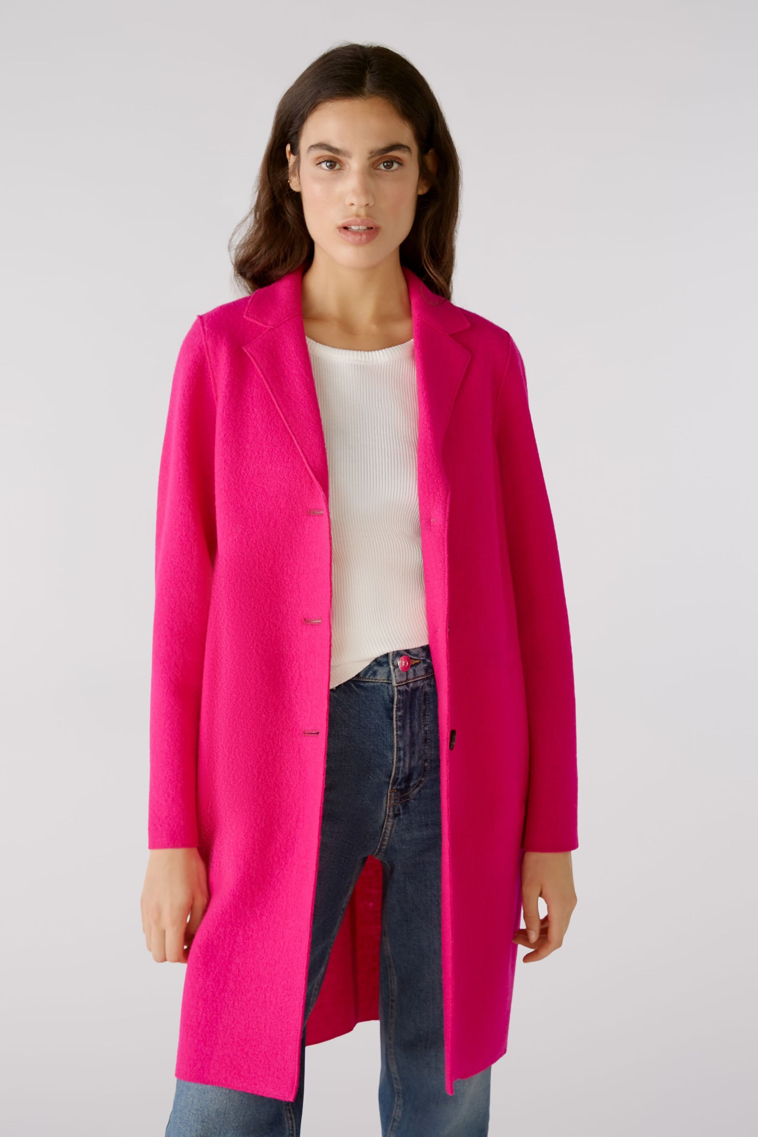 Mayson Boiled Wool Coat in Dark Pink