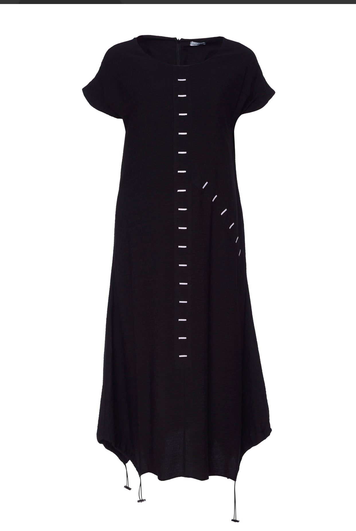 Dress with Buttonhole Detail in Black/White