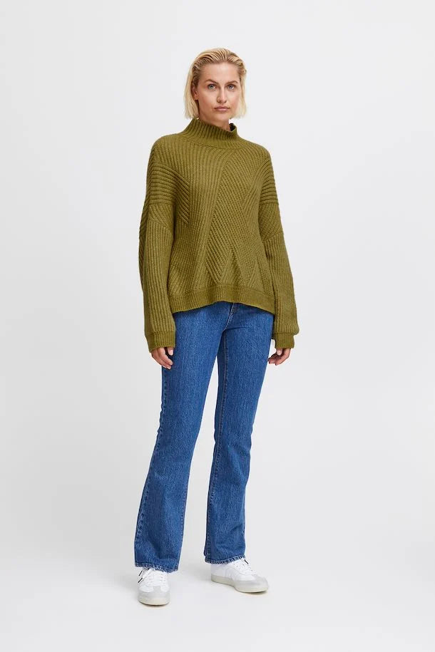 Knitted Pullover in Green Moss