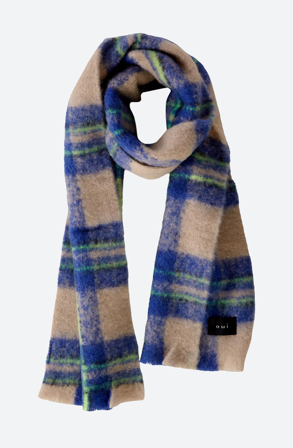 Modern Check Scarf in Blue Stone