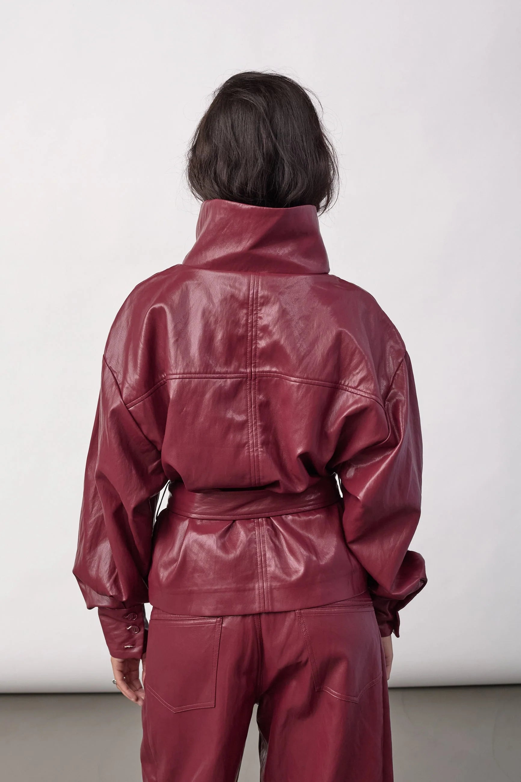 Gittcc Funnel Neck Blouse in Berry Red