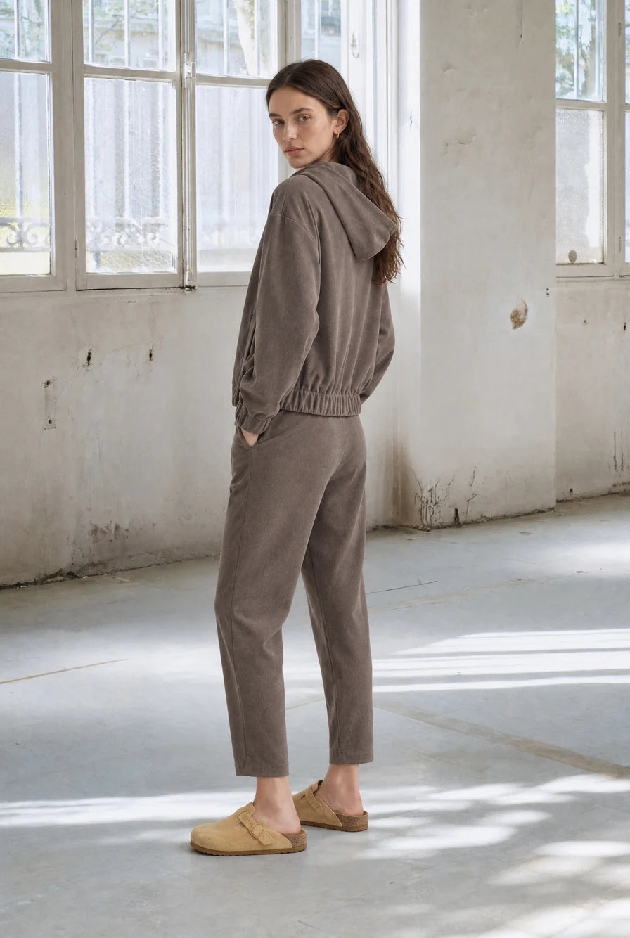 Golia Hoodie Bomber in Taupe