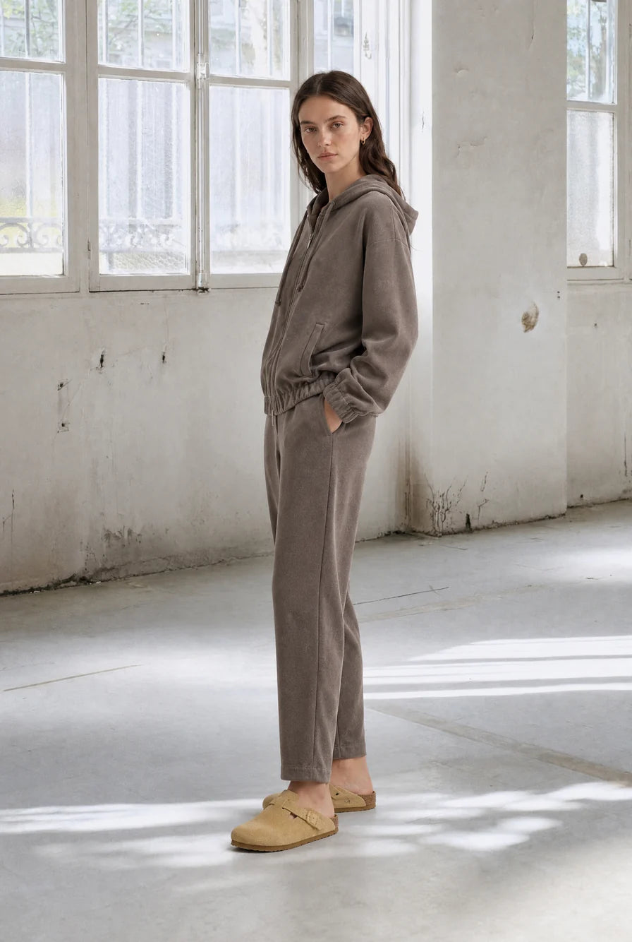 Golia Hoodie Bomber in Taupe