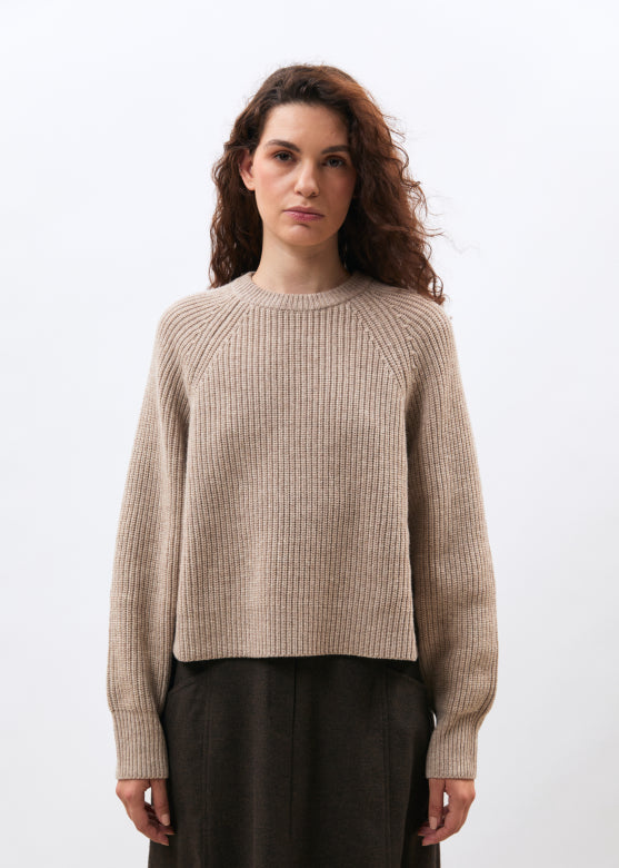 Minoa Wool Jumper with Scarf in Greige