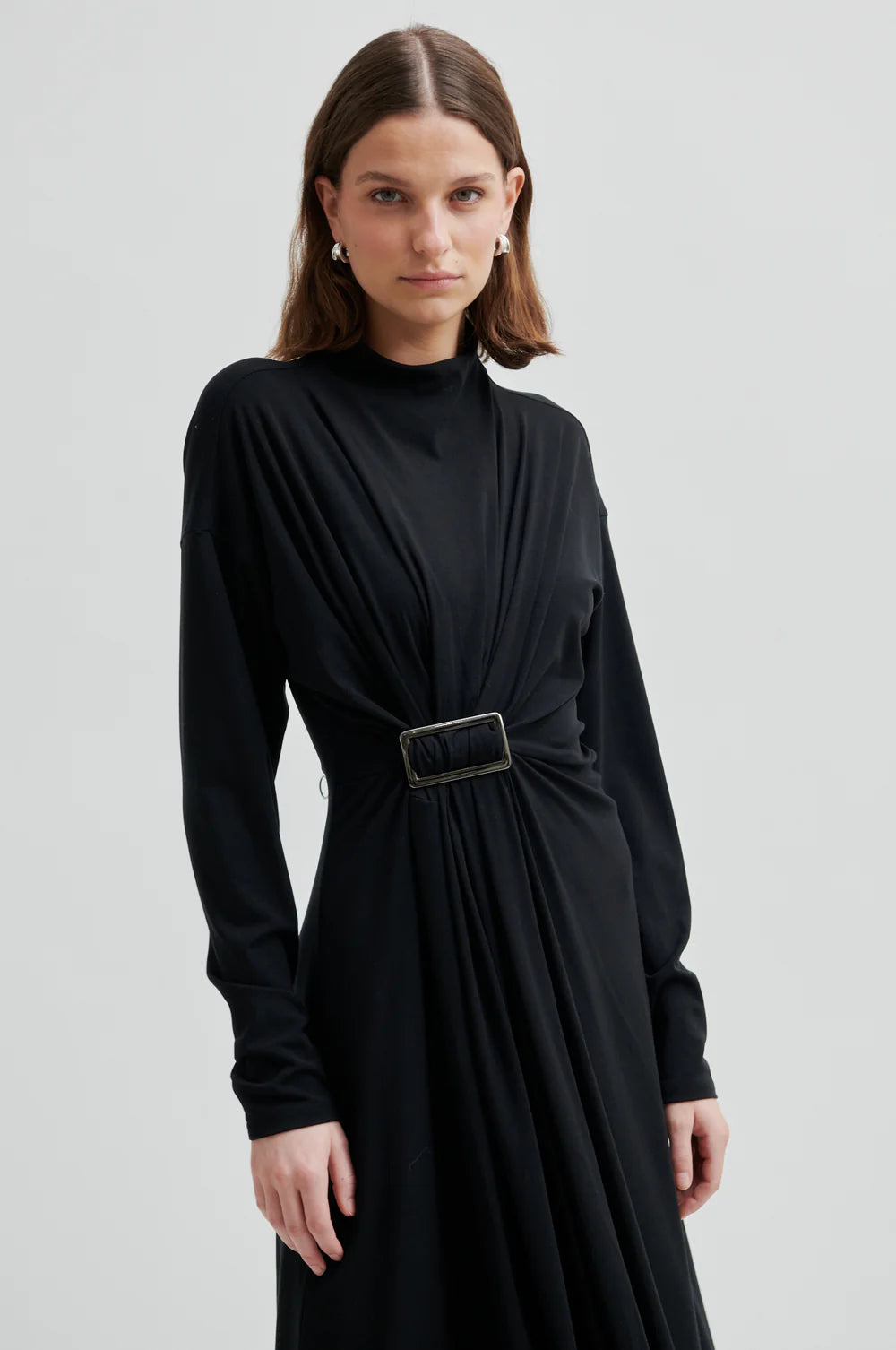 Hailie Drape Dress in Black