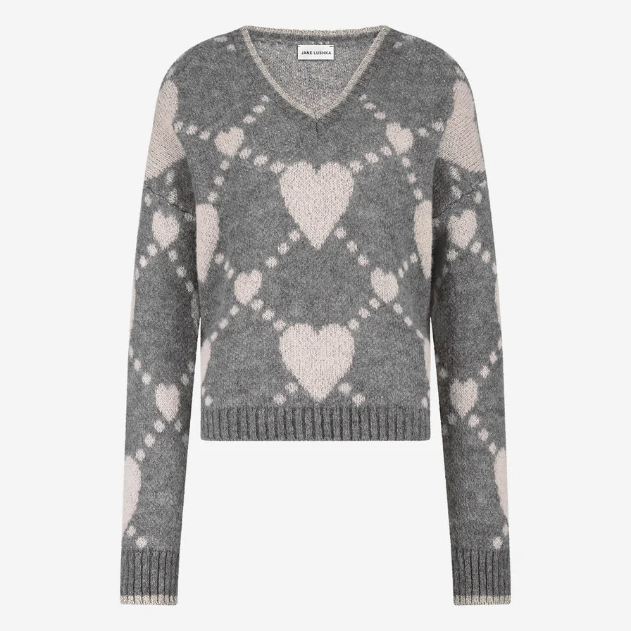 Hearts Pullover in Grey