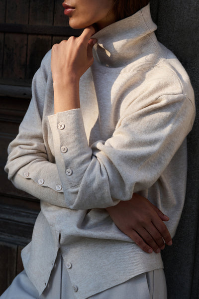 High Neck Sweater in Snowfall White