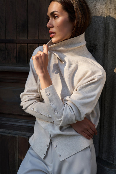 High Neck Sweater in Snowfall White