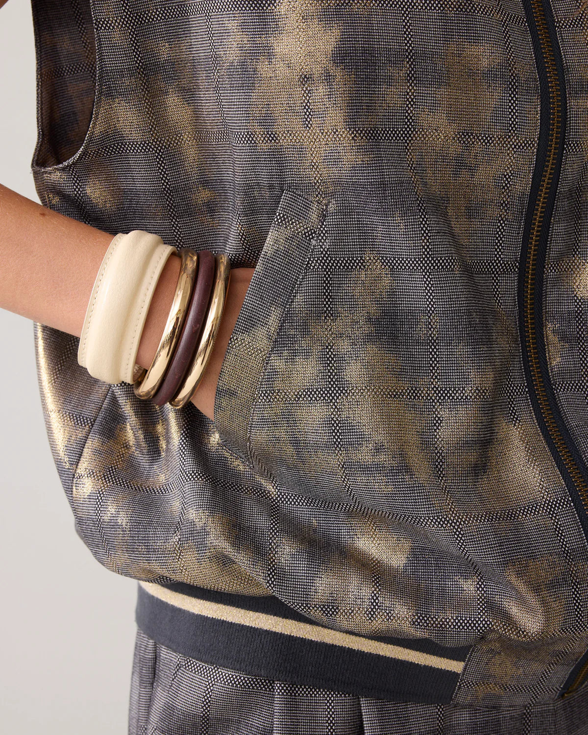 Check Gilet with Foil in Black