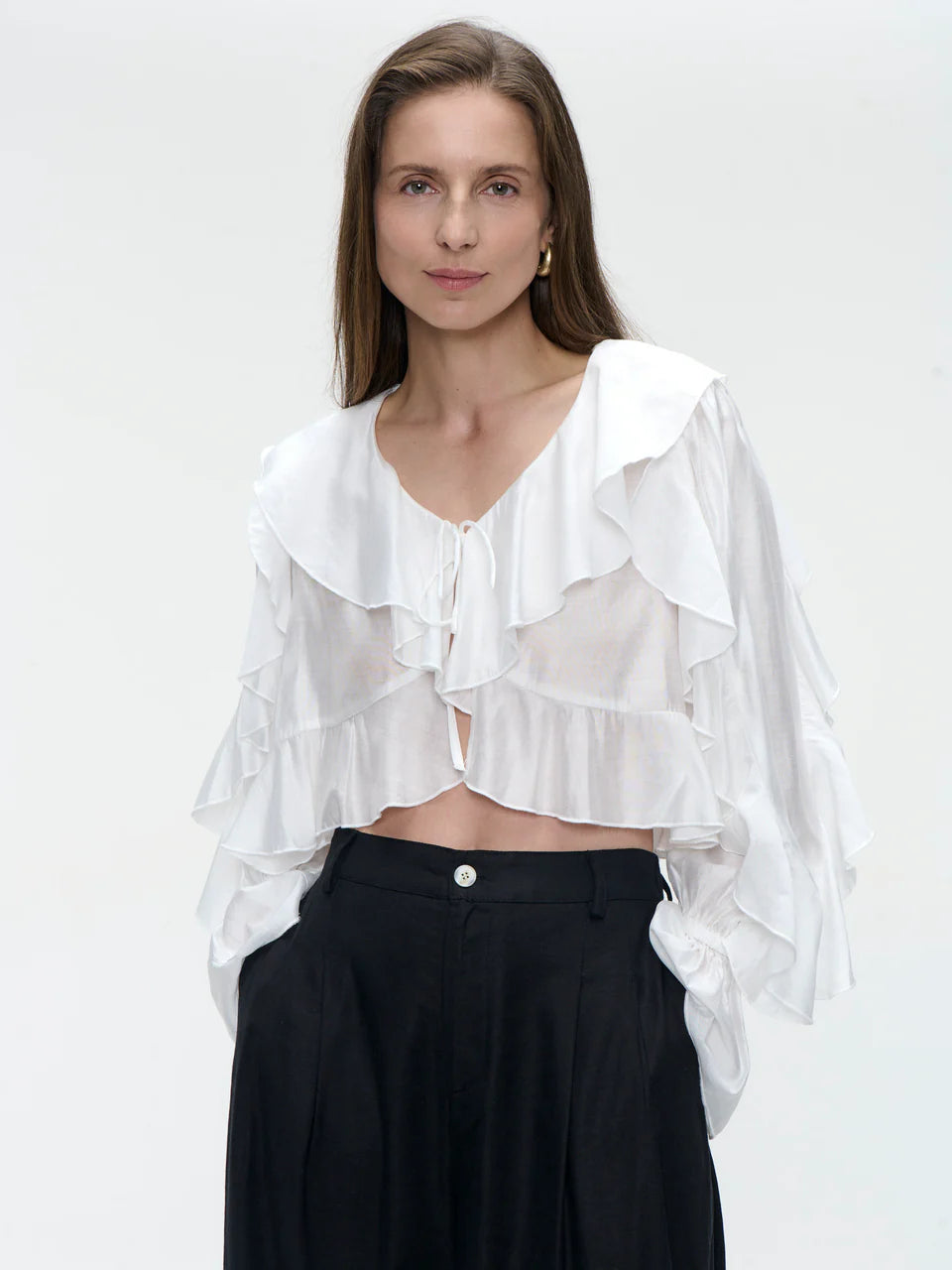 Saby Ruffled Blouse in White