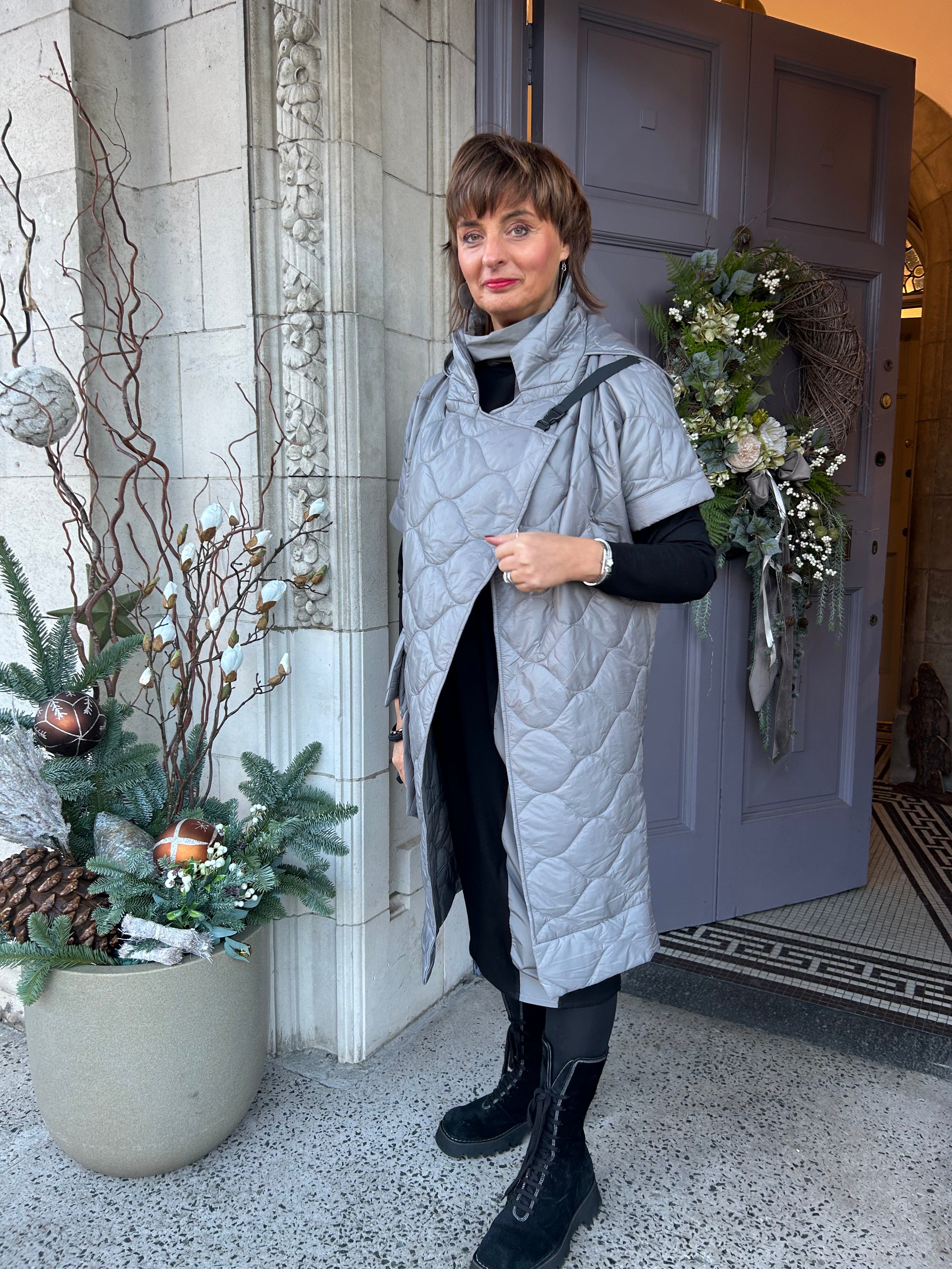 Fine Quilted Jacket in Grey