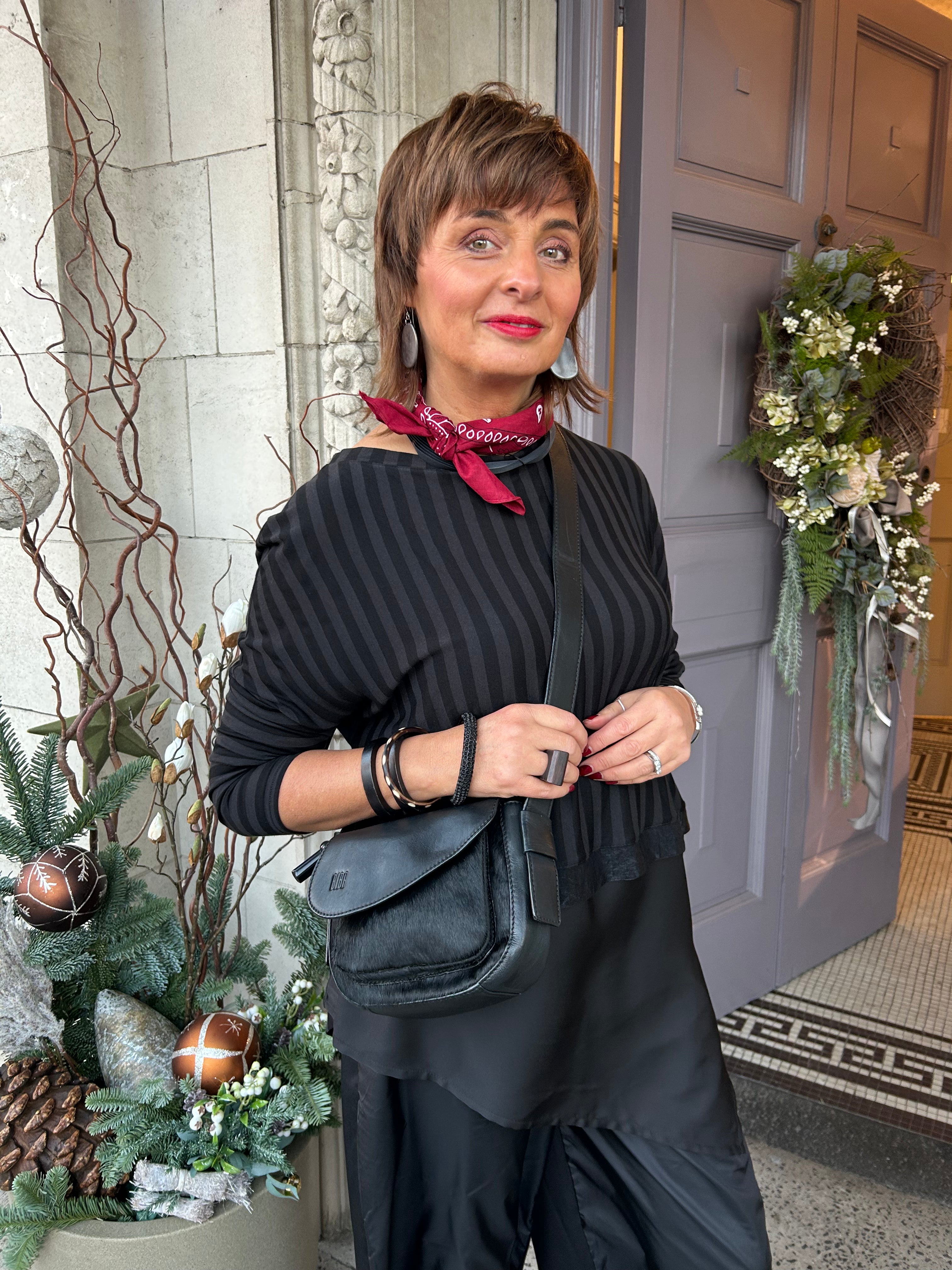 Mixed Fabric Top in Black