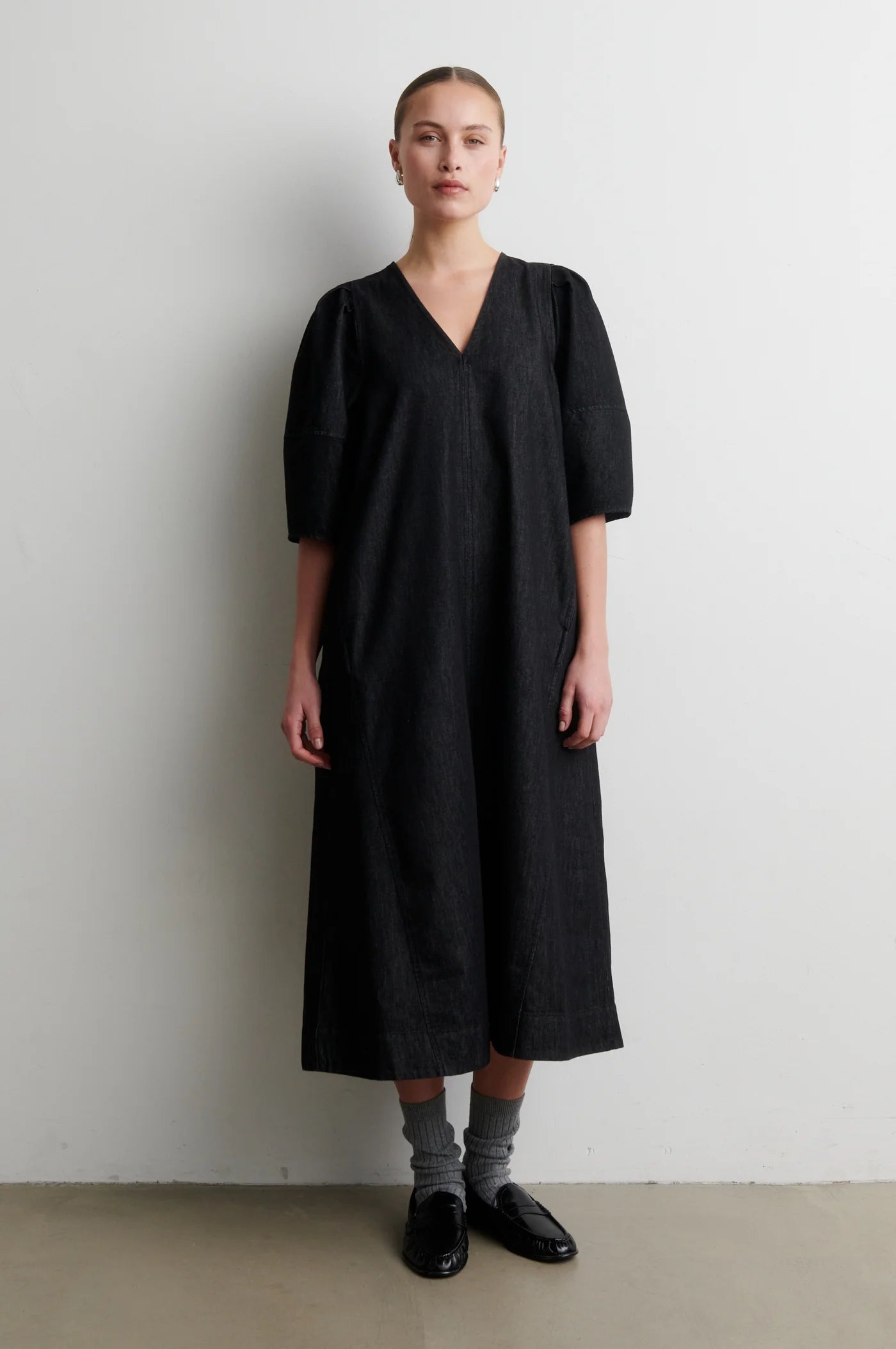 Dera Denim Dress in Black