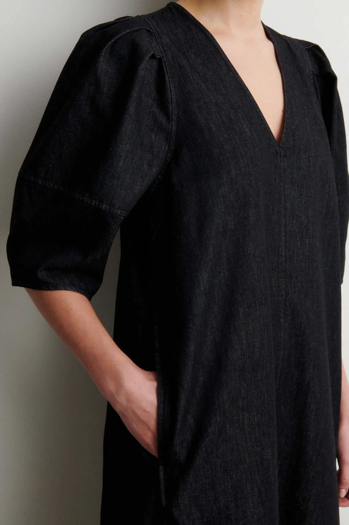 Dera Denim Dress in Black