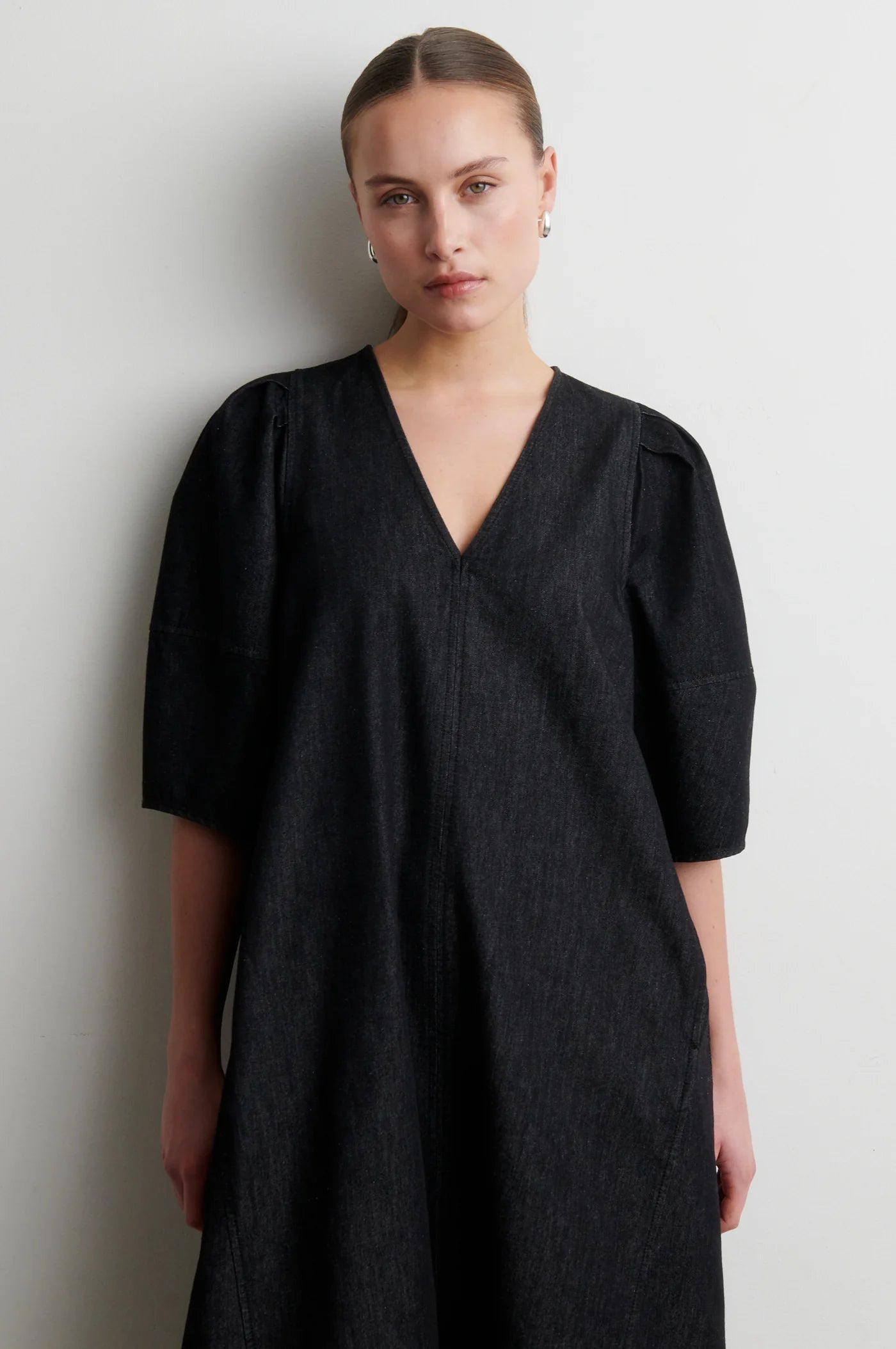 Dera Denim Dress in Black