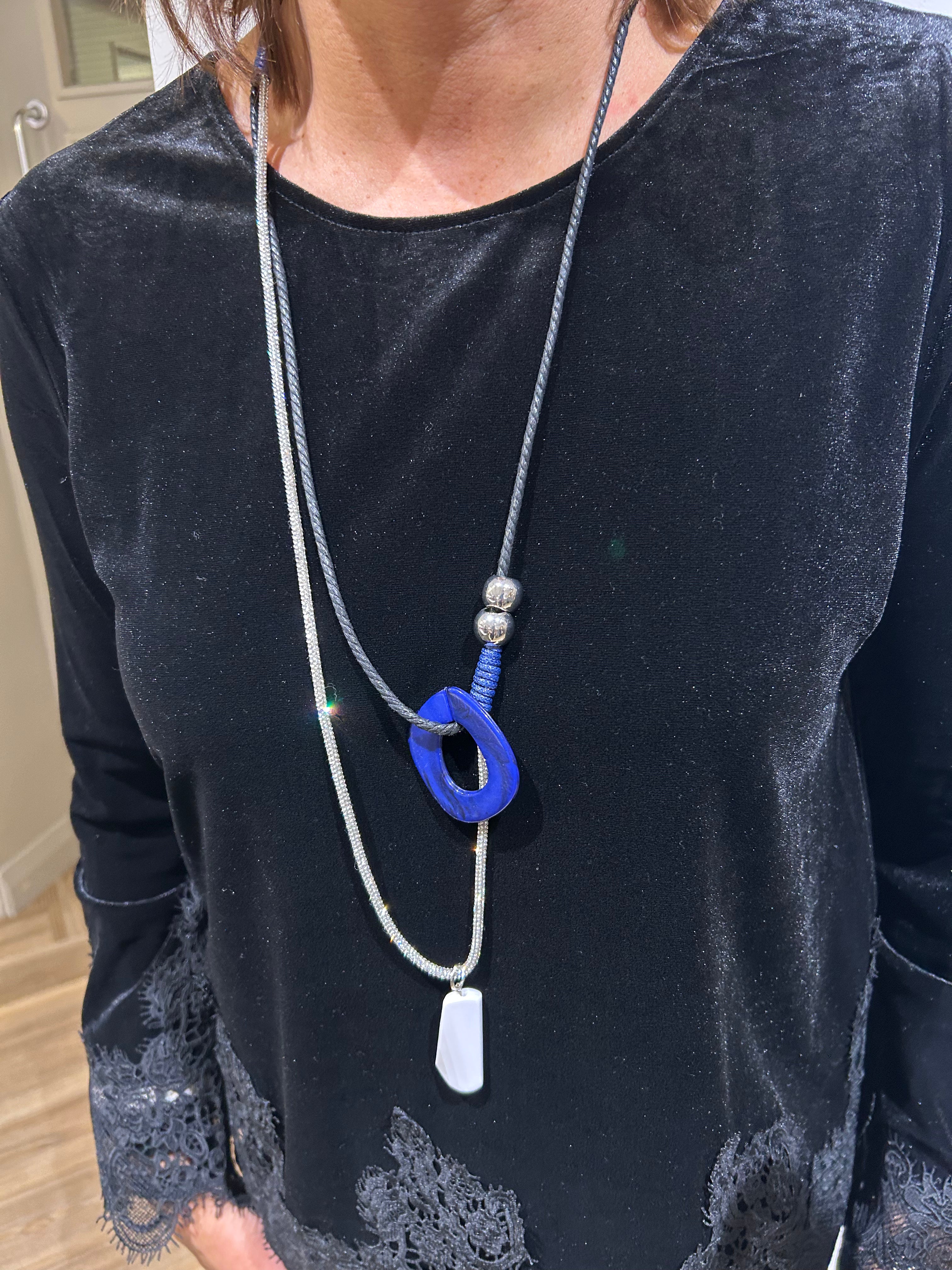 Dazzle Cord Necklace in Blue/Silver | Nilmark Stockist | Joli Clothing ...
