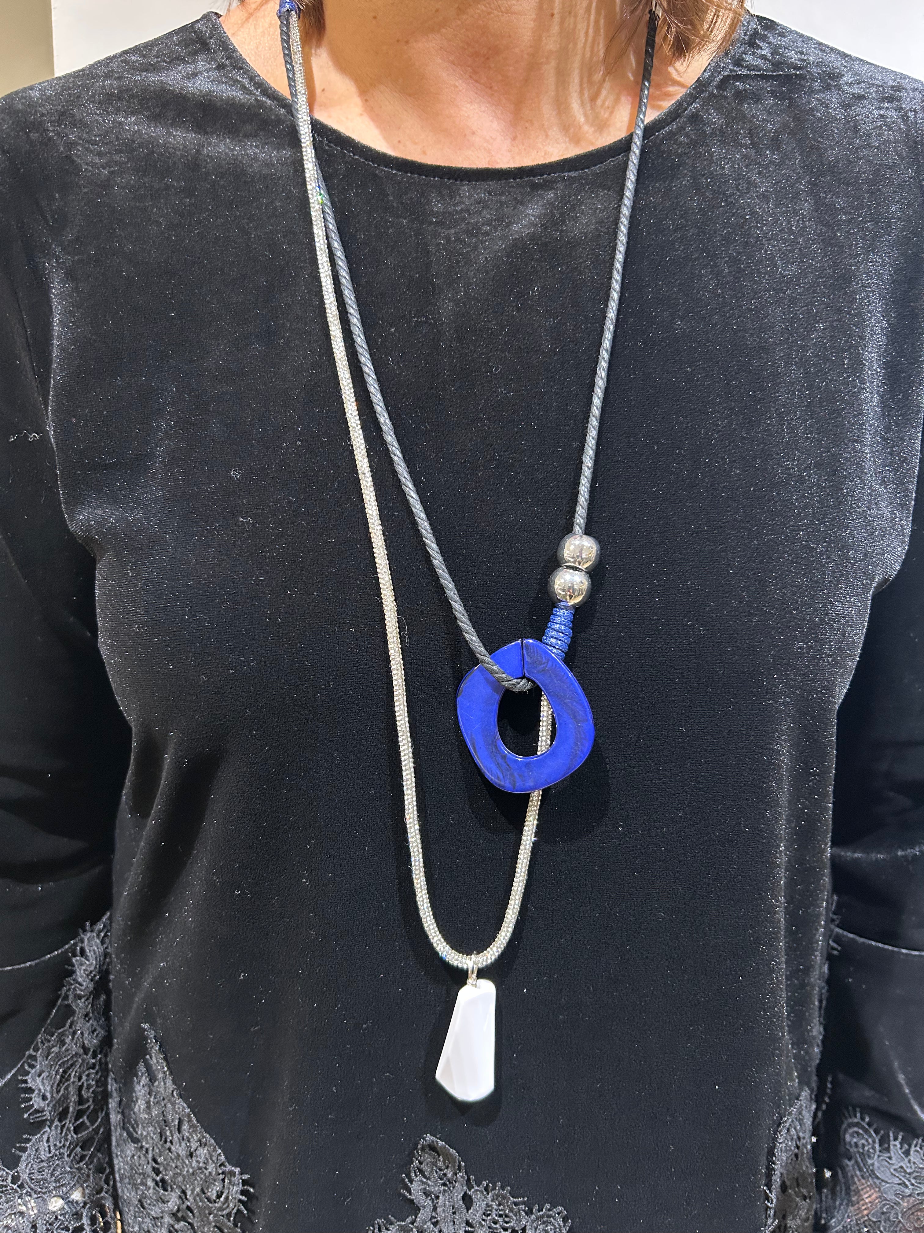 Dazzle Cord Necklace in Blue/Silver | Nilmark Stockist | Joli Clothing ...
