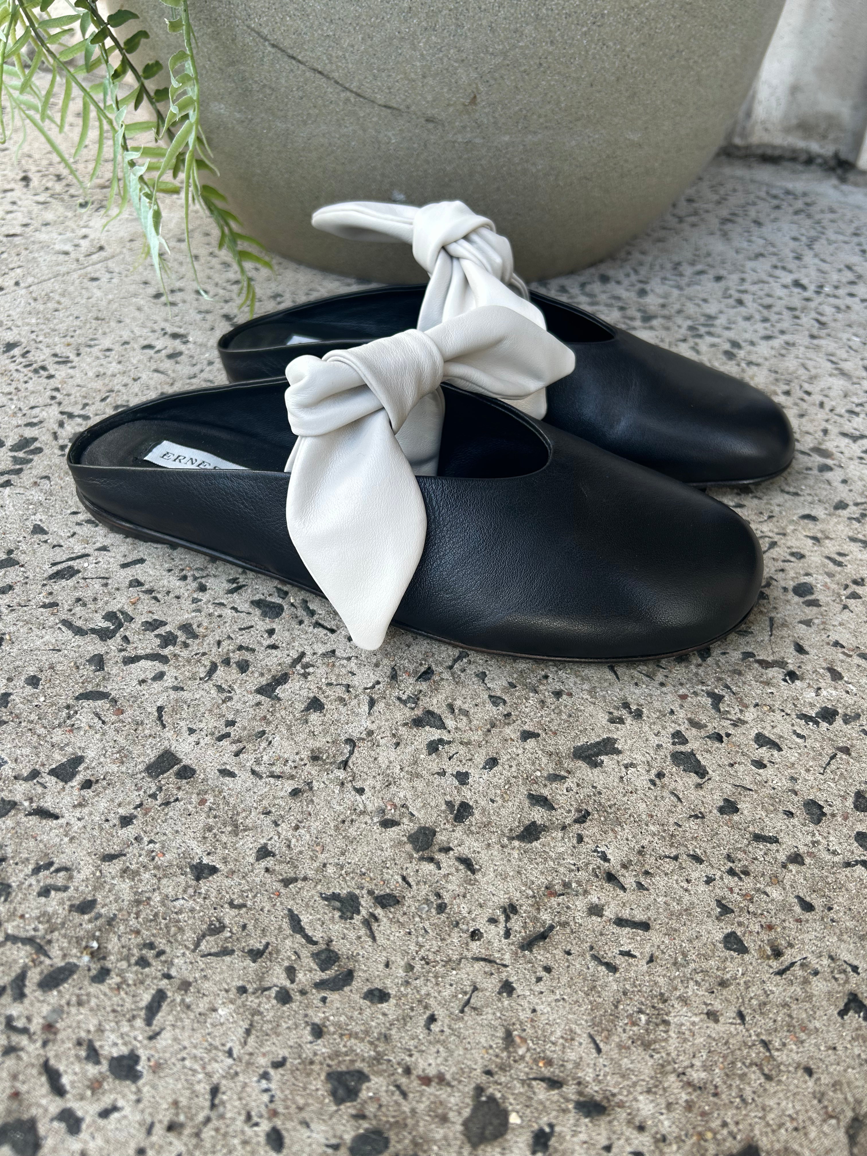 Miranda Backless Loafer in Beige/Black