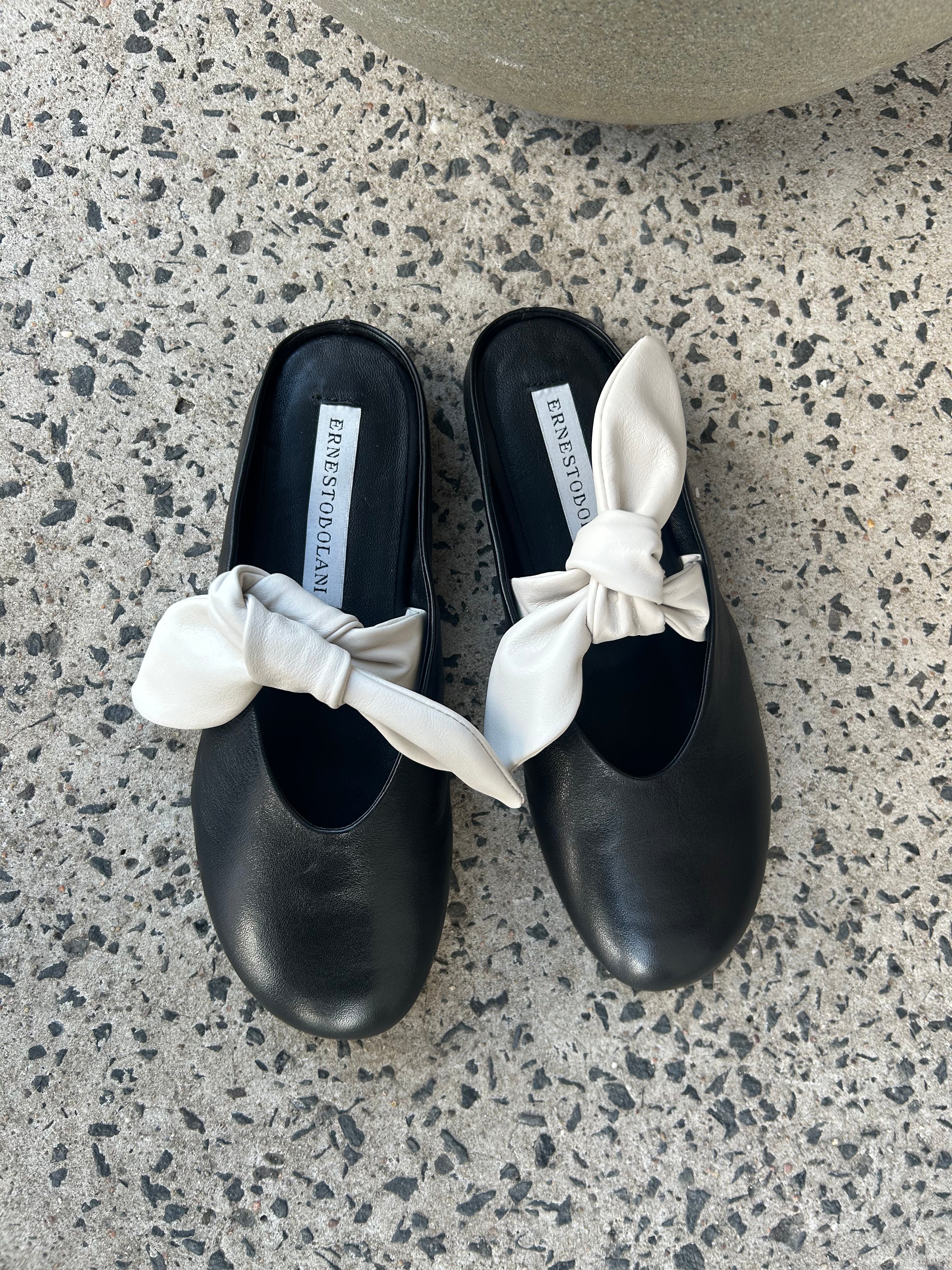 Miranda Backless Loafer in Beige/Black