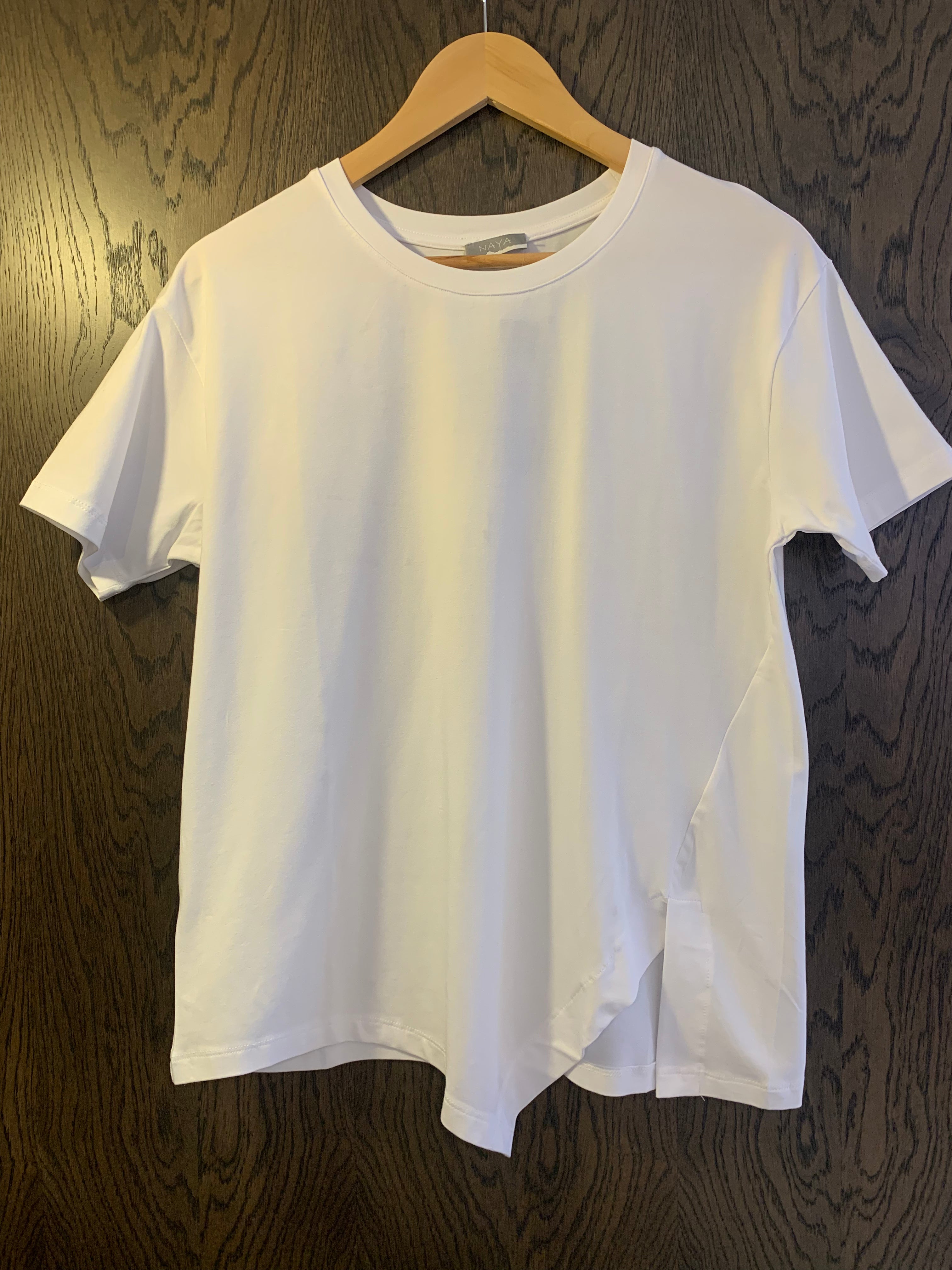 Top with Cut Away Hem in White