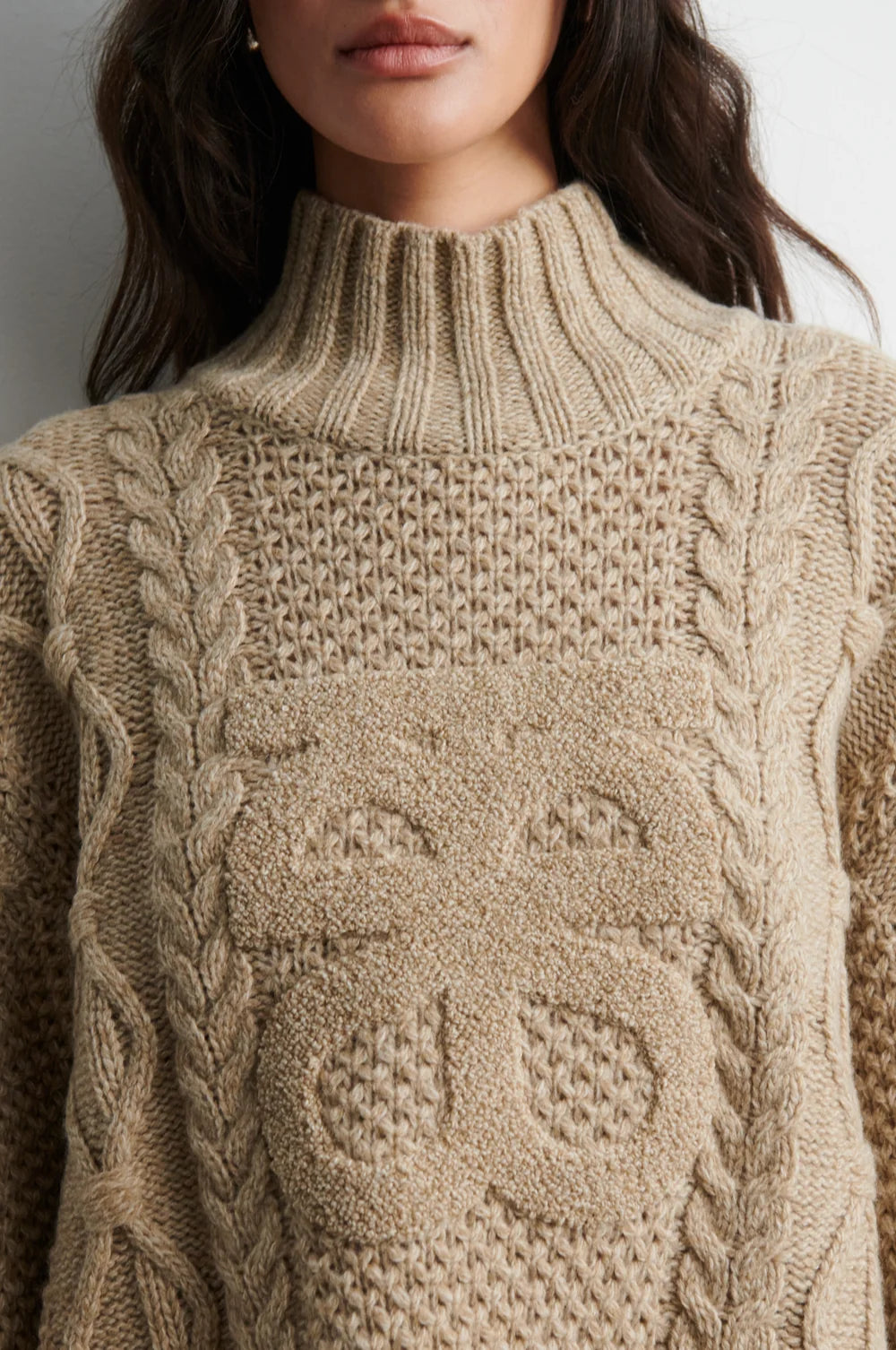 Janne Knit T-Neck in Camel Melange