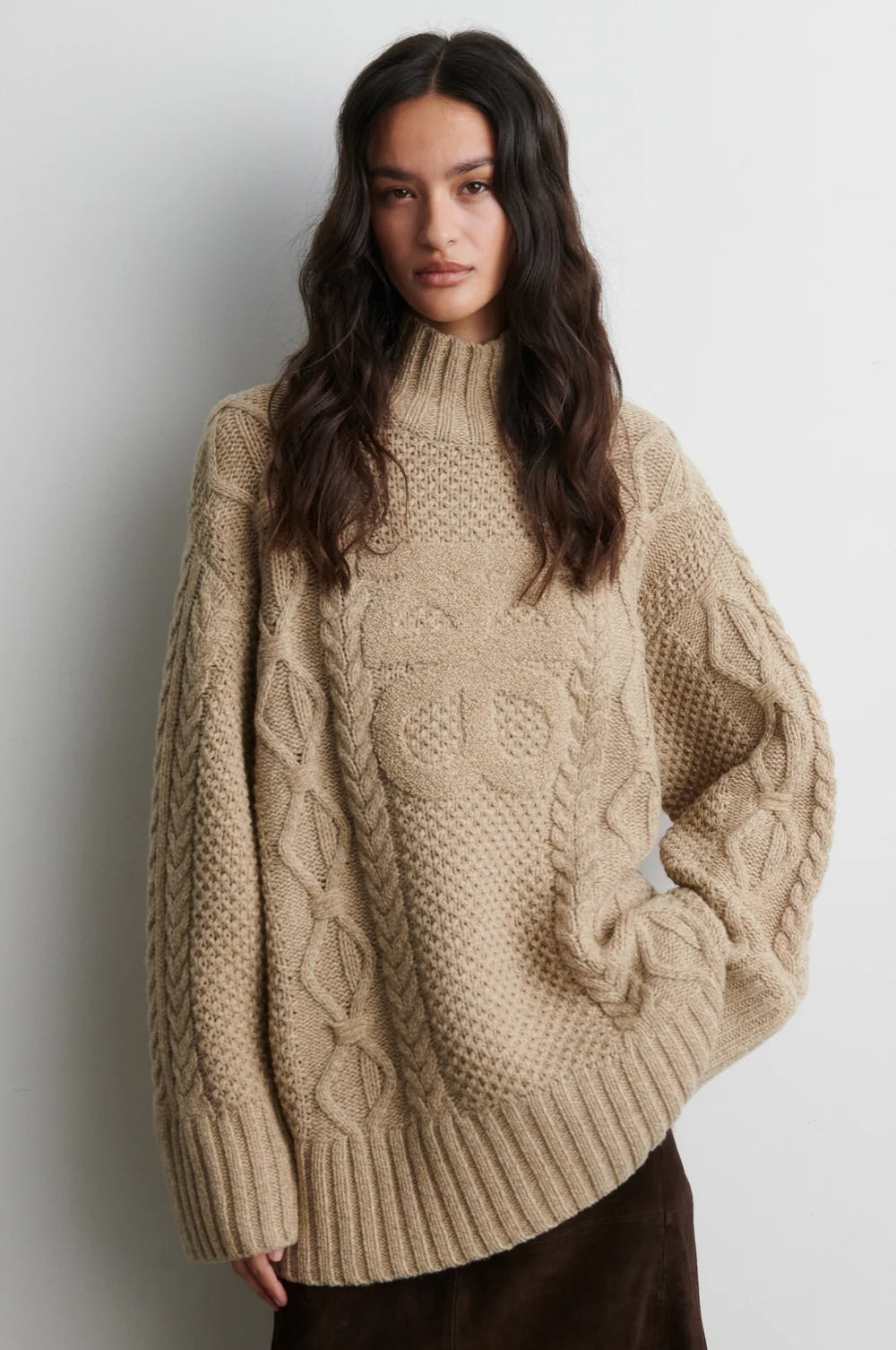 Janne Knit T-Neck in Camel Melange
