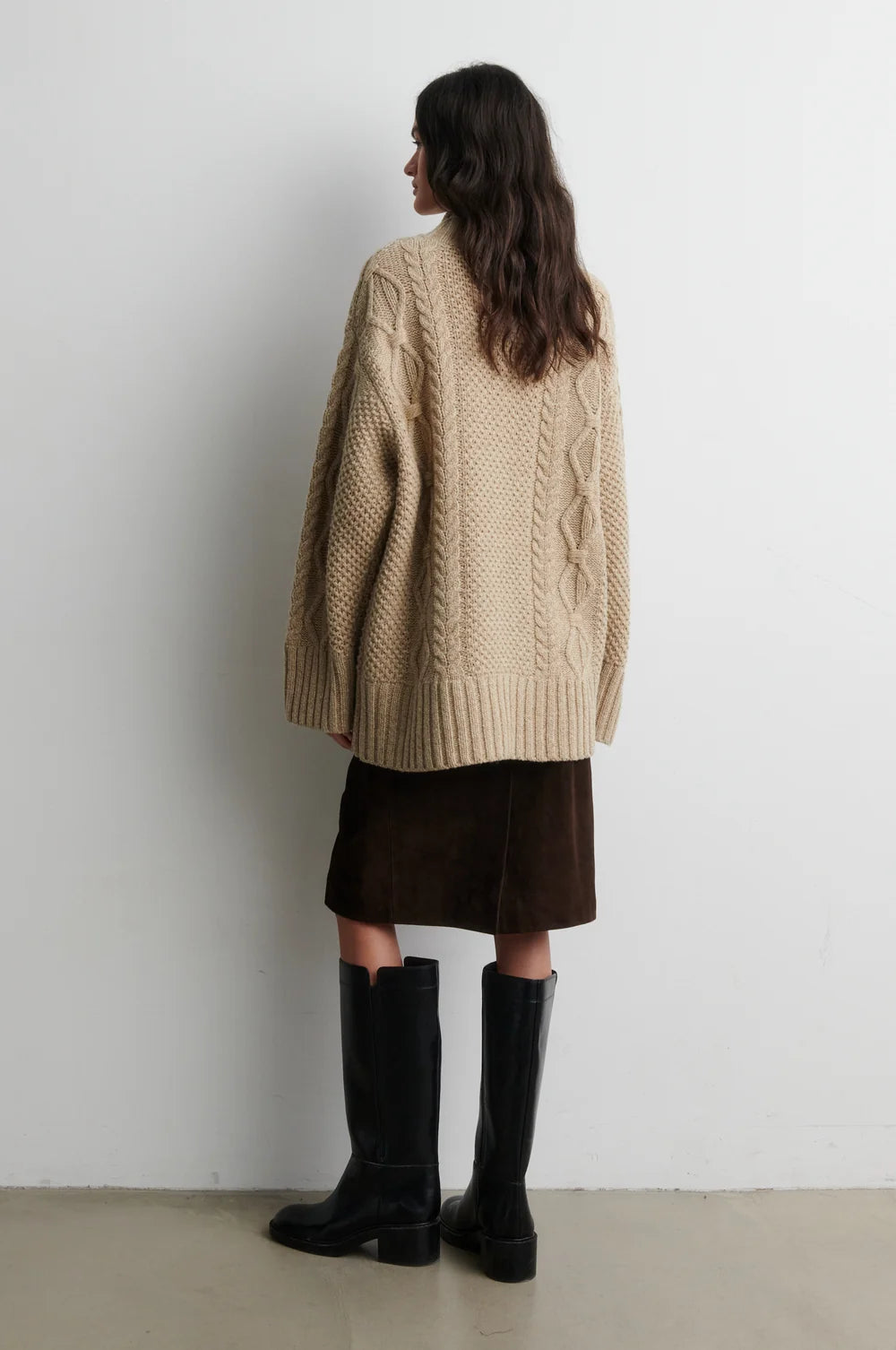 Janne Knit T-Neck in Camel Melange