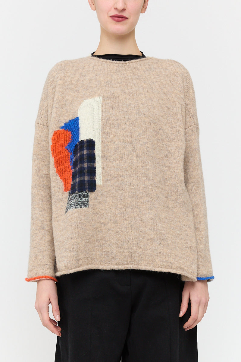 Patch Pullover in Almond