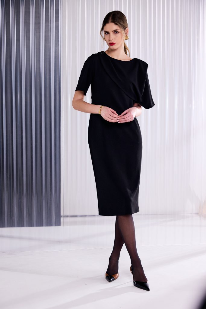 Shawl Neckline Dress in Black