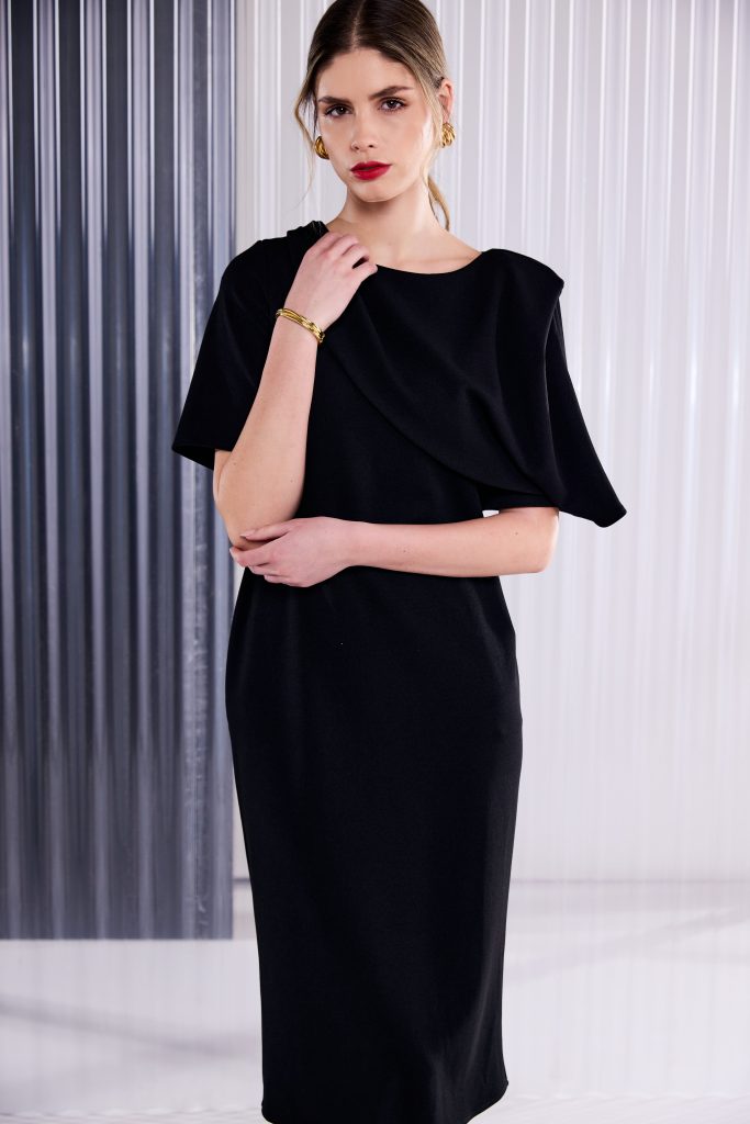 Shawl Neckline Dress in Black
