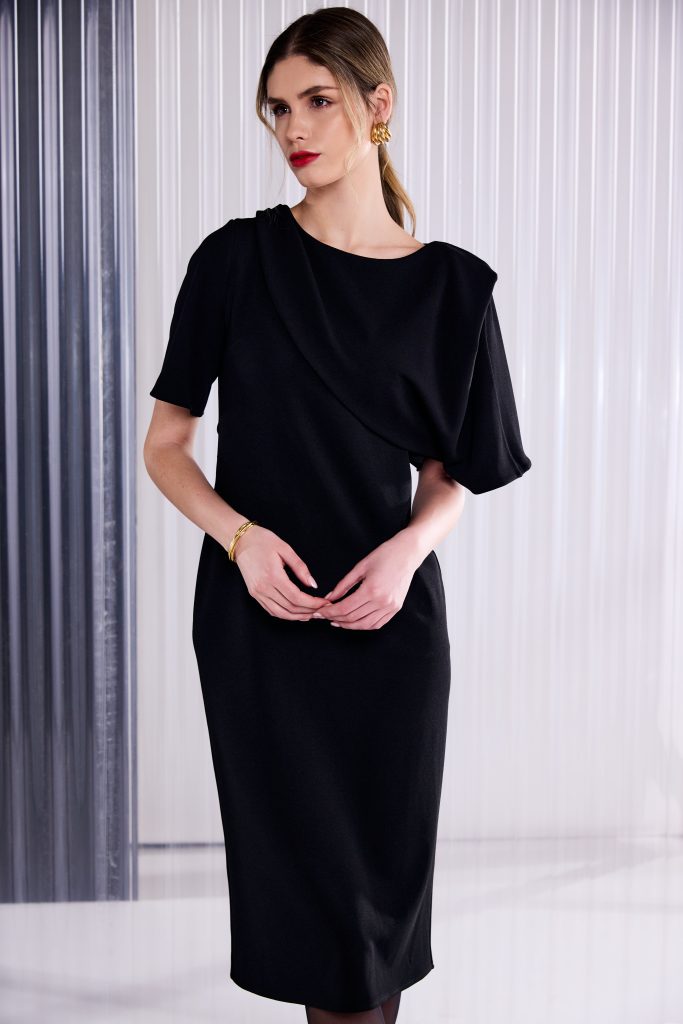 Shawl Neckline Dress in Black