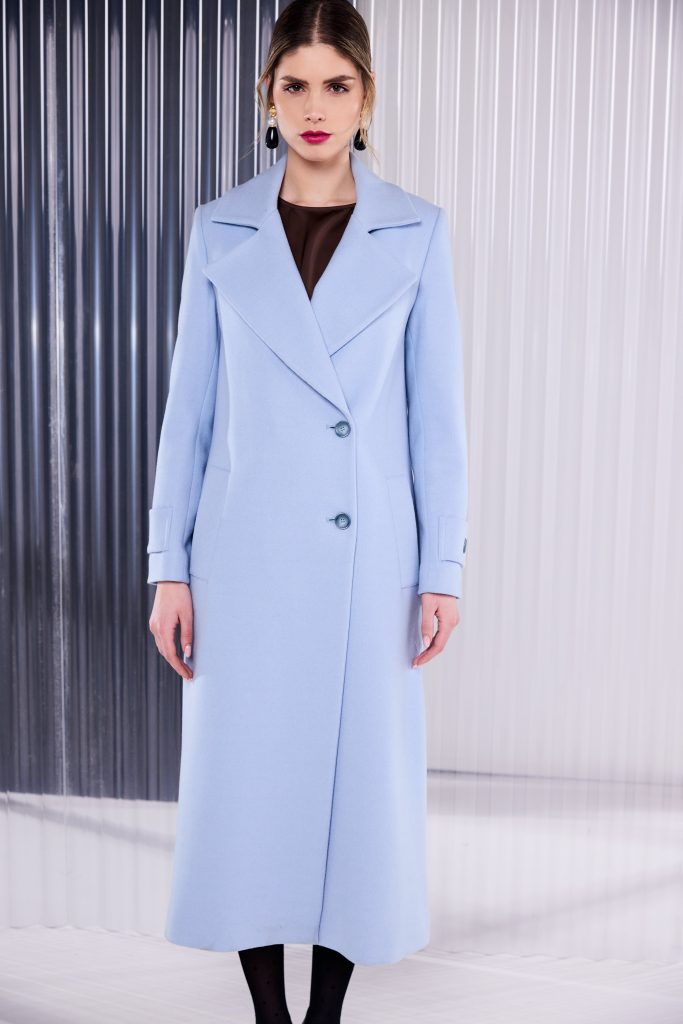 Wool Mix Coat in Artic Blue