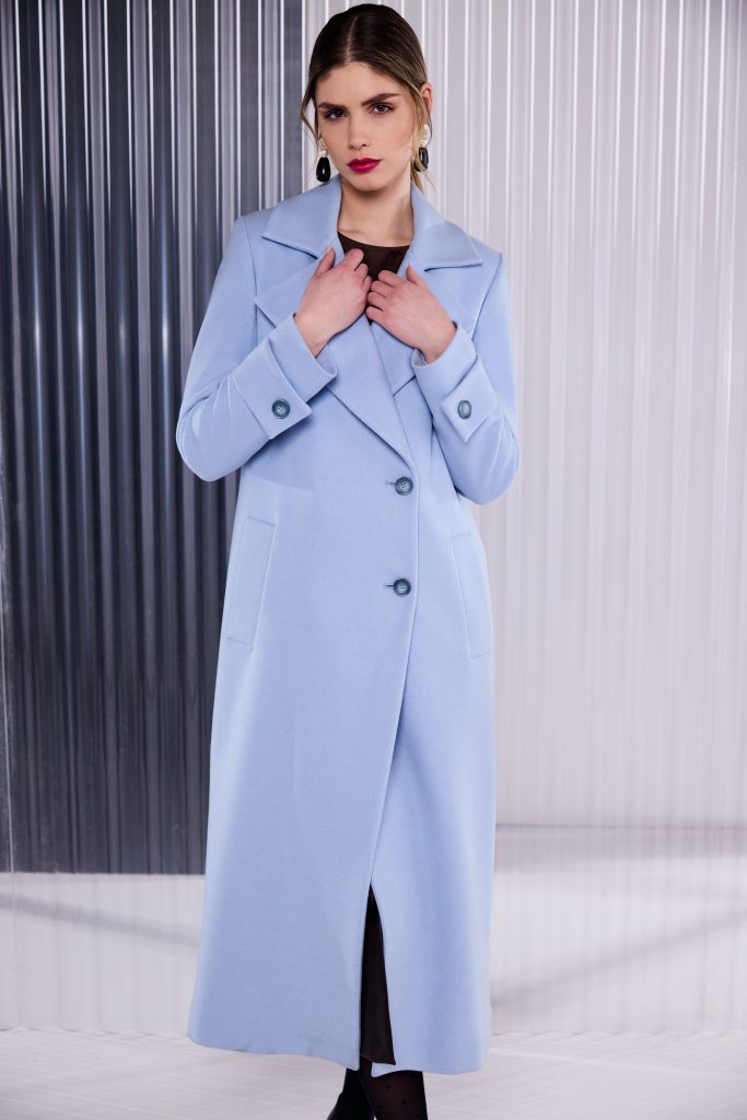 Wool Mix Coat in Artic Blue