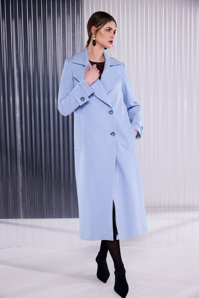Wool Mix Coat in Artic Blue