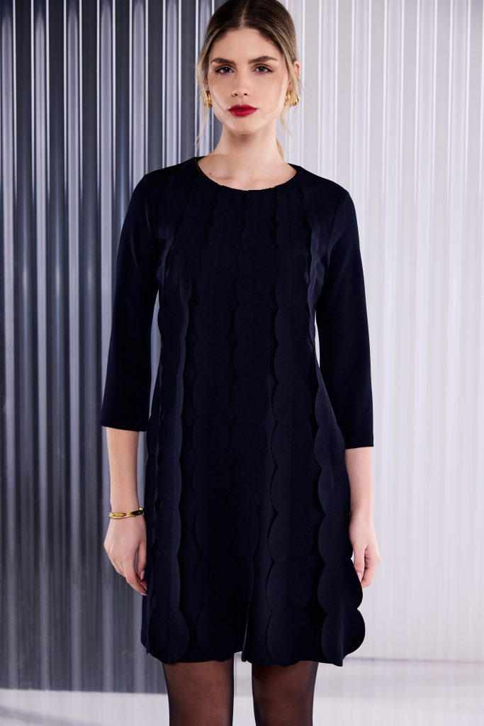 Scallop Frill Dress in Black