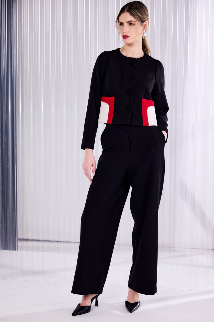 Wide Leg Trouser in Black in Black
