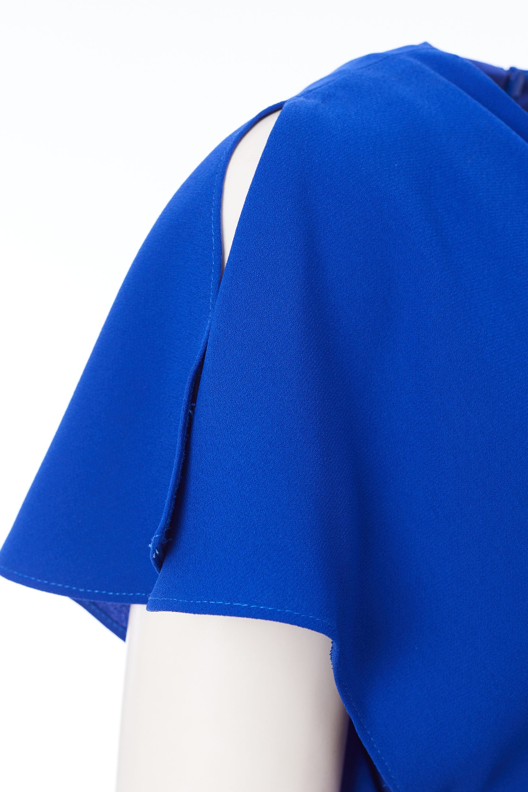 V-Neck Dress with Sleeve Detail in Royal Blue