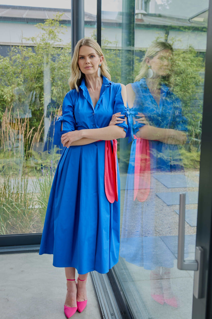 Shirt Style Dress in Royal Blue