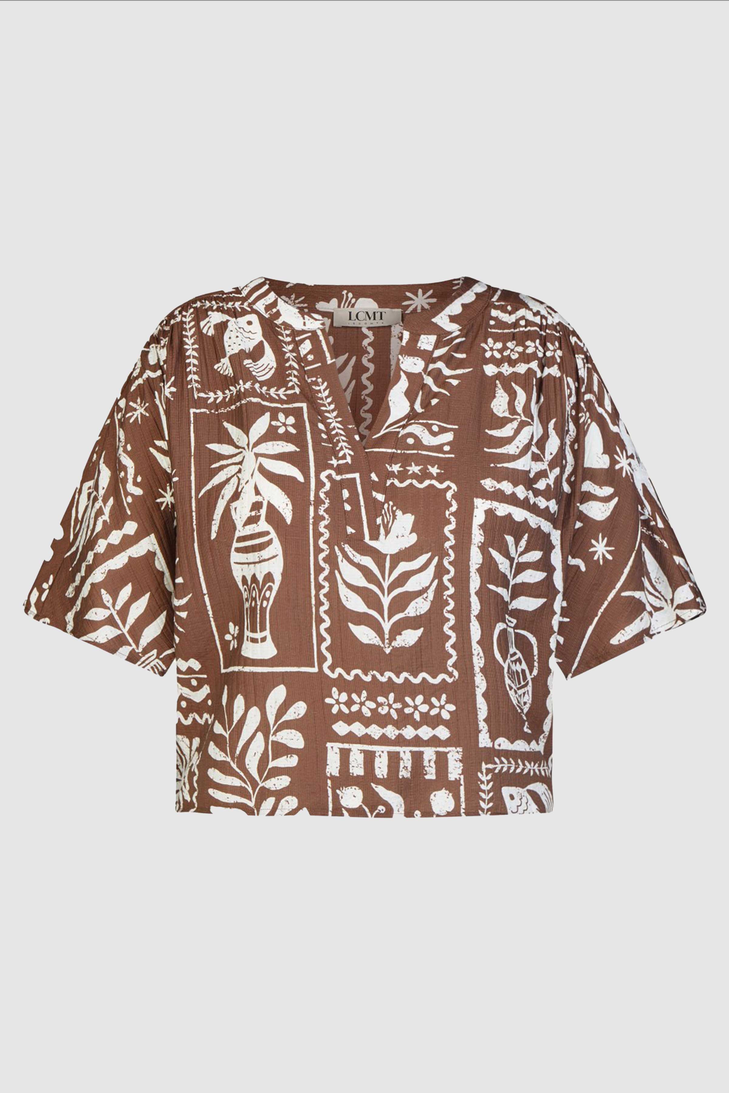 Abstract Print Blouse in cocoa